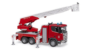 B03591 Bruder Scania Super 560R fire brigade with turntable ladder, water pump and light & sound module