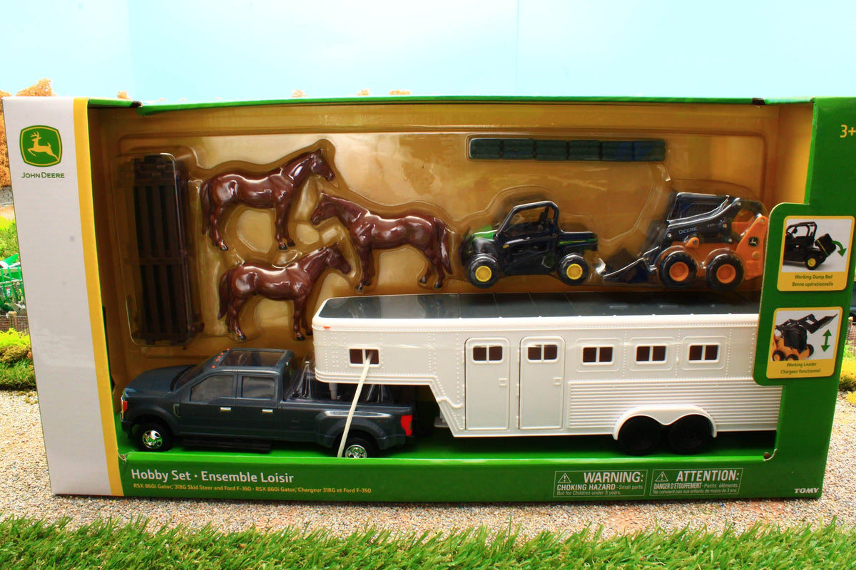 Hobby Set John Deere Toy Truck Horse Trailer ERT47247 Ertl 1:32