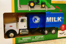 Load image into Gallery viewer, ERT47496 Ertl 1:32 Scale Peterbilt Milk Tanker Lorry with 'switch and load' flatbed and compact John Deere Tractor