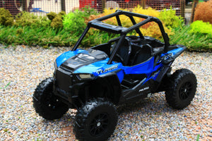 NEW07343 New Ray 1:30 Scale Polaris RZR XP 4 Turbo APS 2018 in Blue