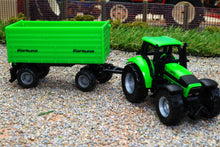 Load image into Gallery viewer, 1606 Siku 1:87 Scale Deutz Fahr Tractor with Fortuna Side Tipping Trailer