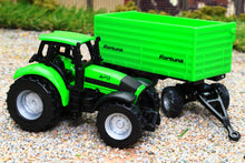Load image into Gallery viewer, 1606 Siku 1:87 Scale Deutz Fahr Tractor with Fortuna Side Tipping Trailer