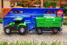 Load image into Gallery viewer, 1606 Siku 1:87 Scale Deutz Fahr Tractor with Fortuna Side Tipping Trailer