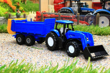 Load image into Gallery viewer, 1630 SIKU 187 SCALE NEW HOLLAND TRACTOR WITH FRONT LOADER AND ALL PURPOSE MANURE SPREADER