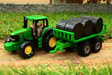 Load image into Gallery viewer, 1632 Siku 187 Scale John Deere Tractor With Round Bale Trailer Tractors And Machinery (1:87 Scale)