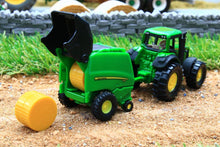 Load image into Gallery viewer, 1665 SIKU 187 SCALE JOHN DEERE TRACTOR WITH ROUND BALER