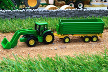 Load image into Gallery viewer, 1843 SIKU 187 SCALE JOHN DEERE TRACTOR WITH LOADER AND TIPPING TRAILER