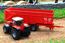 Load image into Gallery viewer, 1844 SIKU 187 SCALE MASSEY FERGUSON TRACTOR WITH TRIPLE AXLE TIPPING TRAILER