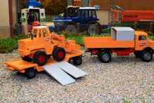 Load image into Gallery viewer, 4117 SIKU 1:50 SCALE MERCEDES BENZ 710 TIPPER TRUCK WITH KRAMER 411 LOADER AND LOW LOADER TRAILER