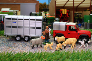 43138A1 LAND ROVER WITH IFOR WILLIAMS TRAILER, SHEEP, SHEPHERD AND SHEEP DOG