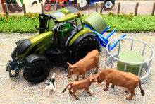 Load image into Gallery viewer, 43323 Britains Olive Green Valtra Playset inc. Bale Lifter and Cow Feeder