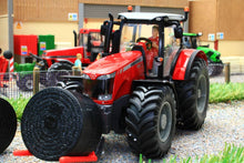 Load image into Gallery viewer, 8614 SIKU MASSEY FERGUSON 8680 DYNASHIFT 4WD TRACTOR WITH DRIVER AND FRONT MOUNTED ROUND BALE LIFTER