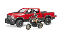 Load image into Gallery viewer, B02502 Bruder RAM Pickup Truck and Ducati Desert Sled