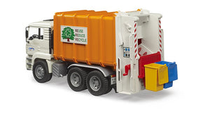 B02772 Bruder MAN TGA Recycling Truck in Orange with 2 bins