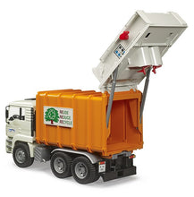 Load image into Gallery viewer, B02772 Bruder MAN TGA Recycling Truck in Orange with 2 bins