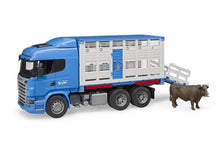 Load image into Gallery viewer, B03549 Bruder Scania R-Series Cattle Transporter with Bull