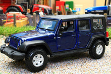 Load image into Gallery viewer, BUR43012B BURAGO 132 SCALE JEEP WRANGLER RUBICON 2010 IN DARK BLUE
