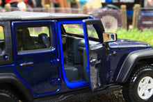Load image into Gallery viewer, BUR43012B BURAGO 132 SCALE JEEP WRANGLER RUBICON 2010 IN DARK BLUE