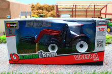 Load image into Gallery viewer, BUR44082 BURAGO 1:32 Scale Valtra N174 Tractor with Front Loader and Round Bale Grab