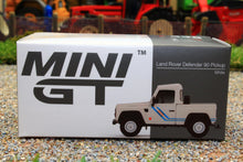 Load image into Gallery viewer, MGT00338 MiniGT 1:64 Scale Land Rover Defender 90 Pick Up in White MAY BE RHD OR LHD