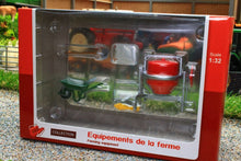 Load image into Gallery viewer, UH9623 UNIVERSAL HOBBIES 132 SCALE TRACTOR MOUNTED CONCRETE MIXER WITH WHEELBARROW AND TOOLS