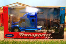 Load image into Gallery viewer, WEL32210B WELLY 132 SCALE KENWORTH T2000 LORRY IN BRIGHT BLUE