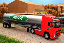 Load image into Gallery viewer, WEL32632RMT Welly 1:32 Scale Volvo FH12 Lorry Milk Tanker in Red and Silver