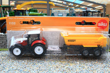 Load image into Gallery viewer, 1132 Siku 187 Scale Steyr Tractor with Krampe Tipping Trailer