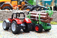 Load image into Gallery viewer, 1134 Siku Small Scale Massey Ferguson Tractor with Forestry Trailer