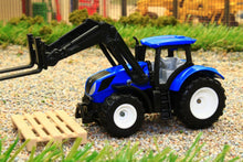 Load image into Gallery viewer, 1544 SIKU 187 SCALE NEW HOLLAND TRACTOR WITH FRONT LOADER AND PALLET FORKS PLUS PALLET