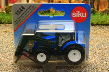 Load image into Gallery viewer, 1544 SIKU 187 SCALE NEW HOLLAND TRACTOR WITH FRONT LOADER AND PALLET FORKS PLUS PALLET