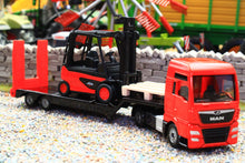 Load image into Gallery viewer, 1763 Siku Small Scale MAN low loader lorry with Linde forklift truck