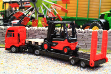 Load image into Gallery viewer, 1763 Siku Small Scale MAN low loader lorry with Linde forklift truck
