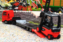 Load image into Gallery viewer, 1763 Siku Small Scale MAN low loader lorry with Linde forklift truck