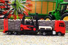 Load image into Gallery viewer, 1763 Siku Small Scale MAN low loader lorry with Linde forklift truck