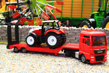 Load image into Gallery viewer, 1764 Siku Small Scale MAN low loader lorry with Steyr tractor