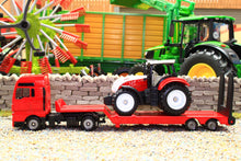 Load image into Gallery viewer, 1764 Siku Small Scale MAN low loader lorry with Steyr tractor