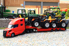 Load image into Gallery viewer, 1785 Siku Small Scale Volvo articulated Low Loader Lorry with JCB Fastracs