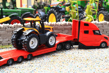 Load image into Gallery viewer, 1785 Siku Small Scale Volvo articulated Low Loader Lorry with JCB Fastracs