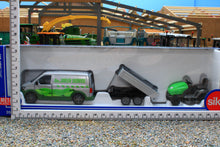 Load image into Gallery viewer, 2005 Siku 1:50 Scale VW T6 Transporter Van with trailer and Lawn Tractor