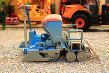 Load image into Gallery viewer, Weathered Siku Lemken Saphir seed drill in blue and grey with detailed rollers and frame shown as a 1:32 scale farm machinery model