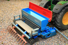 Load image into Gallery viewer, Siku Lemken Saphir 7 seed drill with weathered finish attached to a tractor. Detailed 1:32 scale farm implement for collectors and dioramas.