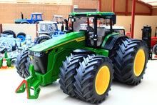 Load image into Gallery viewer, Siku 1:32 scale John Deere 8R410 4WD tractor model with dual wheels front and rear displayed among agricultural models