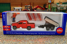Load image into Gallery viewer, 3543 Siku 155 Scale VW 4x4 pick up truck with tipping trailer