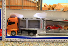 Load image into Gallery viewer, 3944 Siku 1:50 Scale MAN Articulated Car Transporter with 2 sports cars