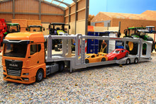 Load image into Gallery viewer, 3944 Siku 1:50 Scale MAN Articulated Car Transporter with 2 sports cars
