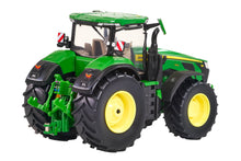 Load image into Gallery viewer, Britains John Deere 8R 540 tractor model in green and yellow with large tyres and detailed front hitch shown on a white background