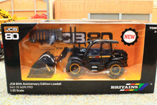 Load image into Gallery viewer, Britains JCB 80th Anniversary 542 70 AgriPro Loadall in black boxed 1 32 scale model farm machinery toy with front bucket