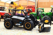 Load image into Gallery viewer, Britains black JCB 542 70 AgriPro Loadall model telehandler with grapple bucket displayed among farm machinery 1 32 scale agricultural model