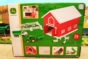 47333 Britains 1:64 Scale John Deere Playset With Red Barn Tractors And Machinery (1:64 Scale)